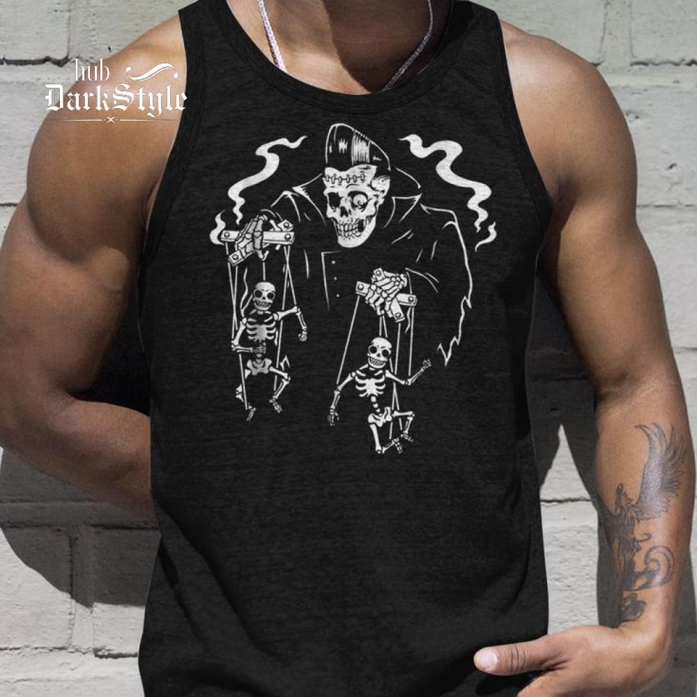 Unisex Psychobilly Horror Punk Rock Hr Skeleton Puppets Rock Tank Top