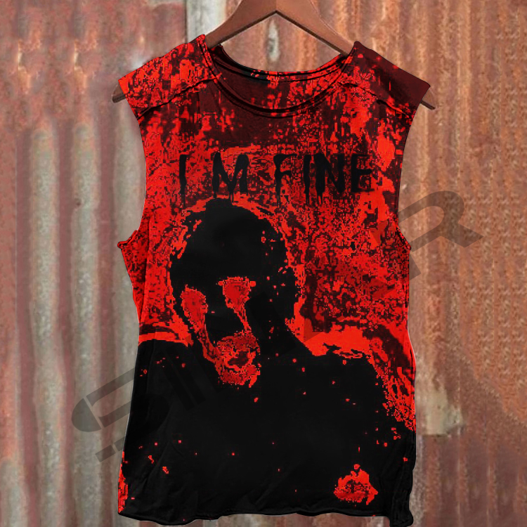 Unisex  Bloody I'm Fine Halloween Print Tank Top