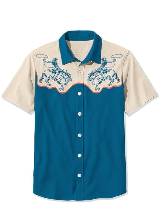 Men's Vintage Western Print Shirt