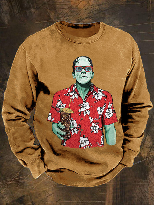 Retro Hawaiian Men's Art Printed Pattern Casual Sweatshirt