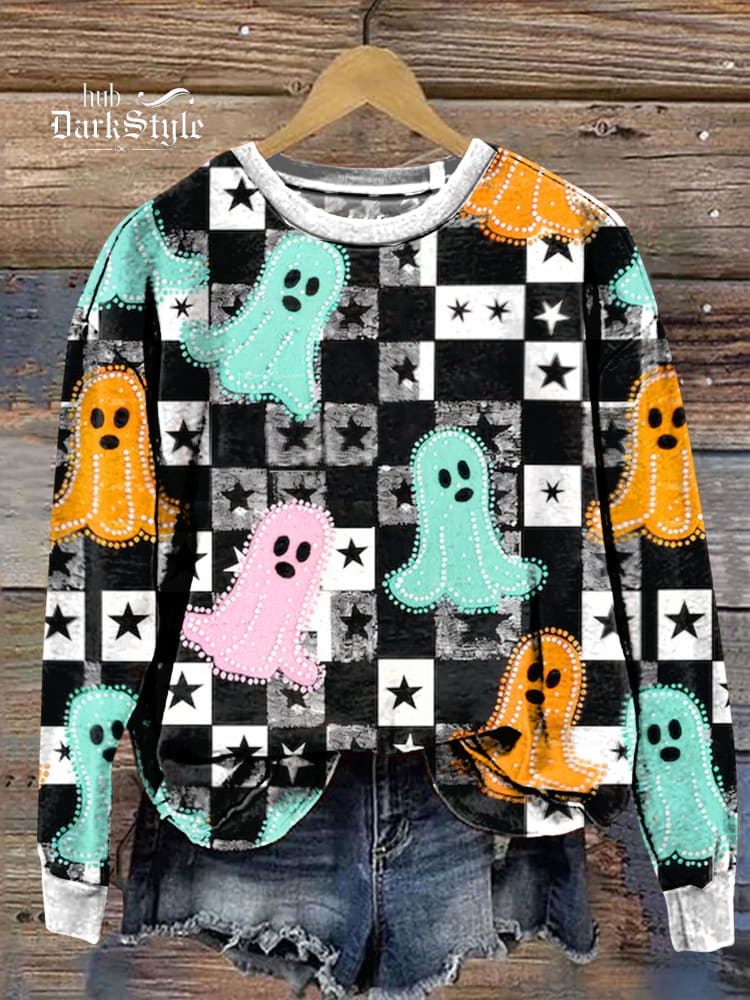 Lässiges Sweatshirt mit Halloween-Geist-Kunstdruck 