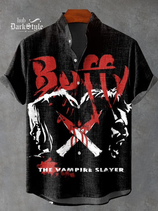 Horror Buffy Graphic Print Casual  Cotton Shirt