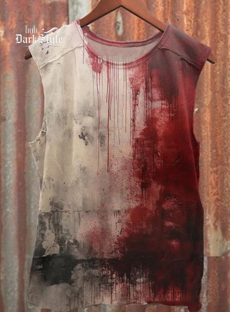 Weird Blood Dark Horror Gothic Halloween Vintage Art Print Tank Top