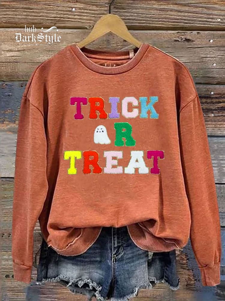 Halloween Ghost Spooky Season Trick Or Treat Funny Print Casual Sweatshirt