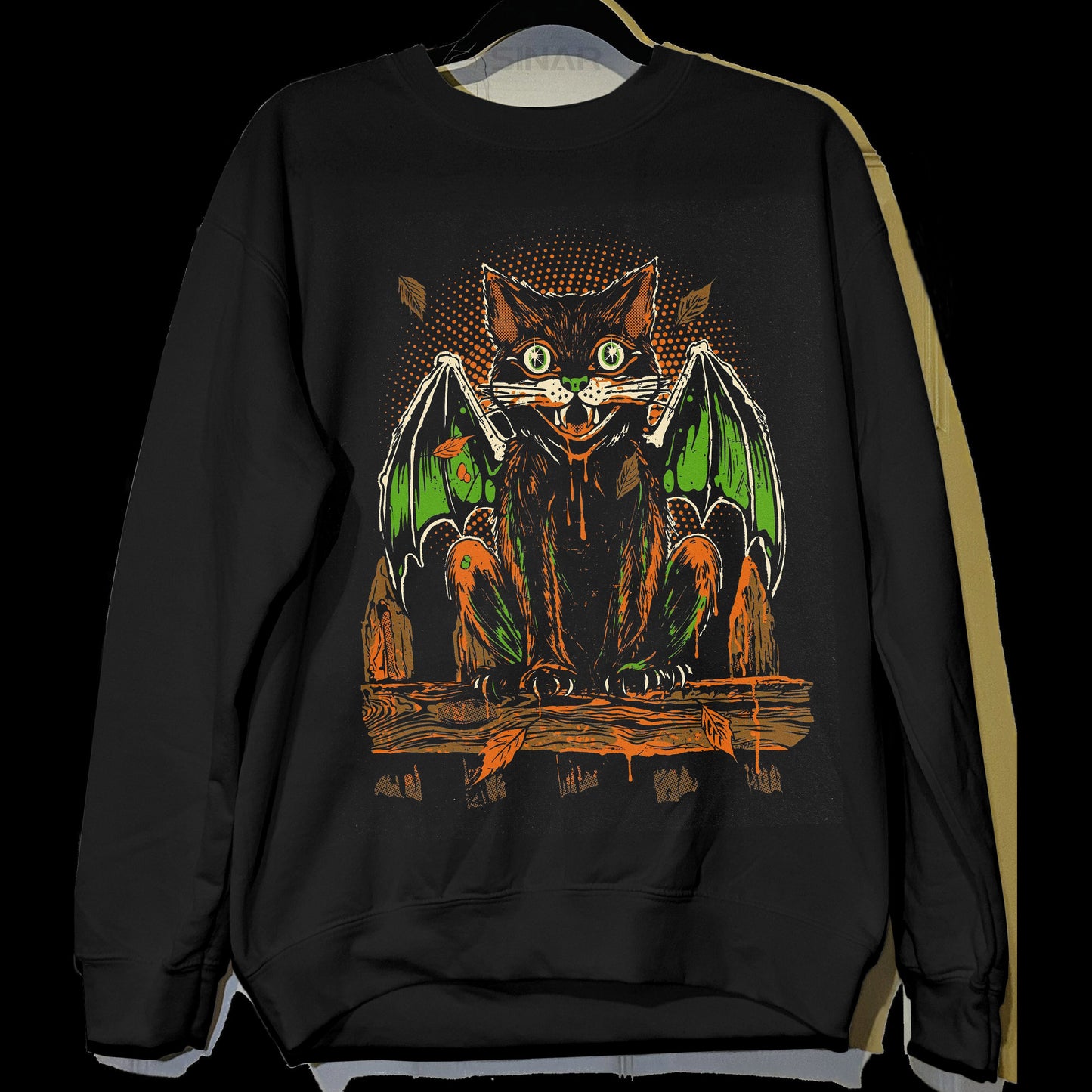 Unisex Black Cat Halloween Print Sweatshirt