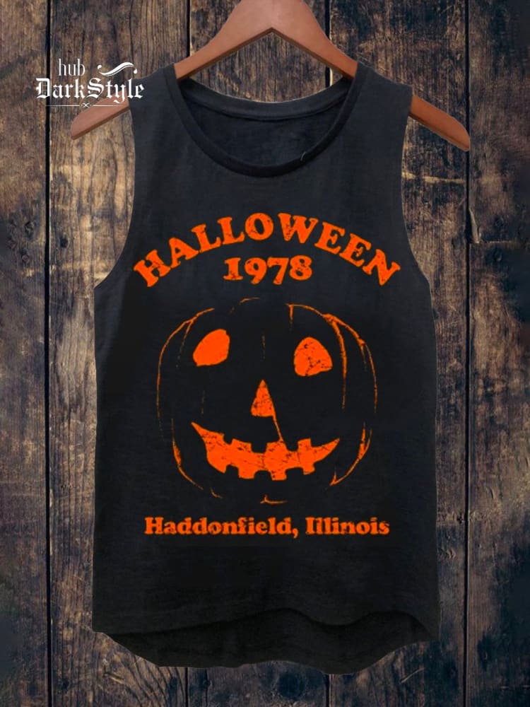 Halloween 1978 Spooky Pumpkin Print Tank Top