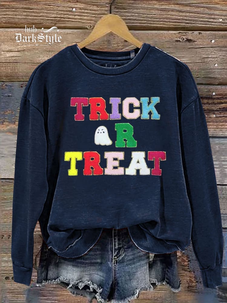 Halloween Ghost Spooky Season Trick Or Treat Funny Print Casual Sweatshirt