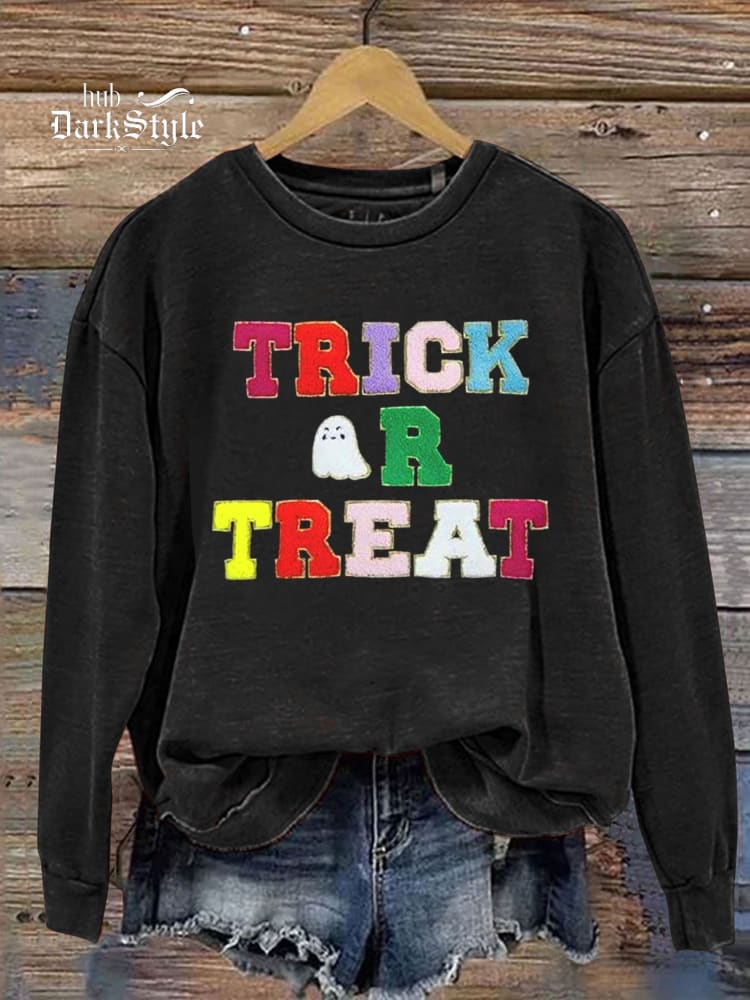 Halloween Ghost Spooky Season Trick Or Treat Funny Print Casual Sweatshirt