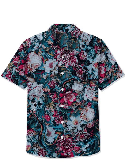 Western Retro Skull Short Sleeve Shirt