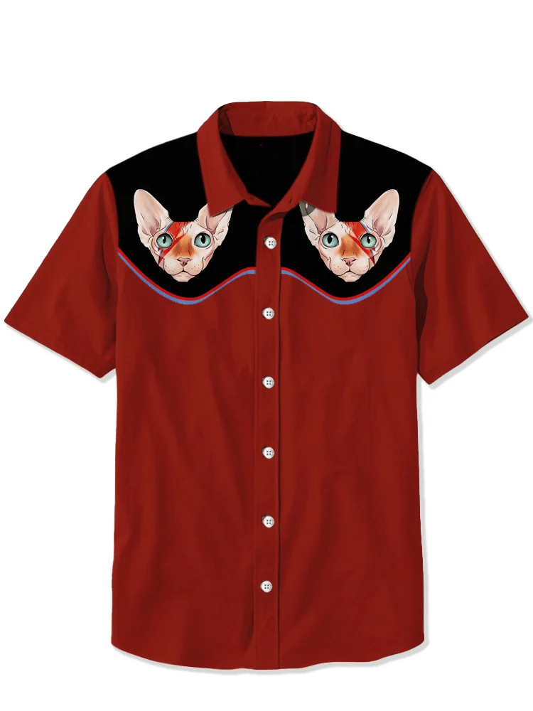 Western Vintage Cat Short Sleeve Shirt