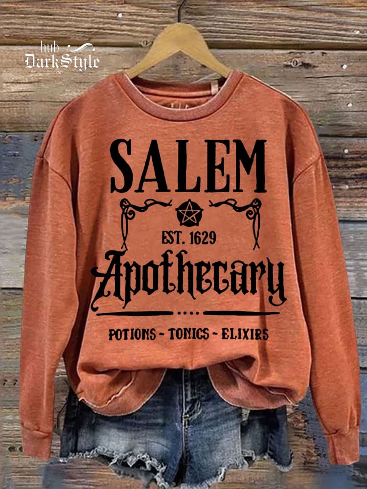 Lässiges Sweatshirt mit „Salem Apothecary“-Halloween-Print 