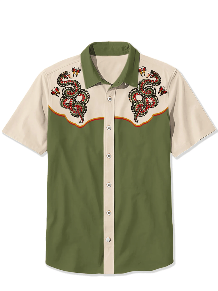 Western Retro Animal Short Sleeve Shirt