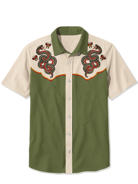 Western Retro Animal Short Sleeve Shirt