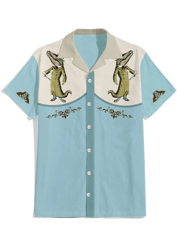 Western Retro Crocodile Infested Short Sleeve Shirt