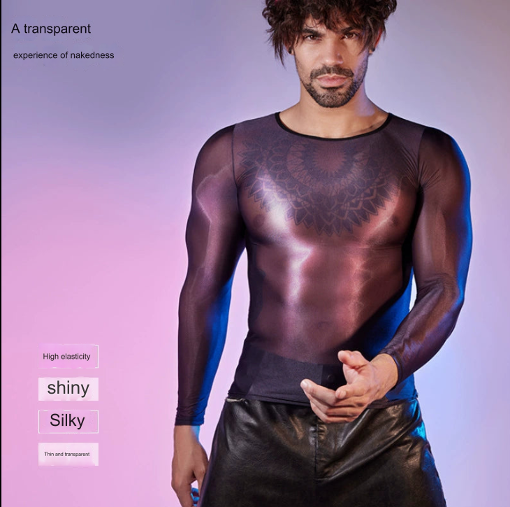 New men's tight see-through breathable shiny sexy macho muscle sexy temptation tights